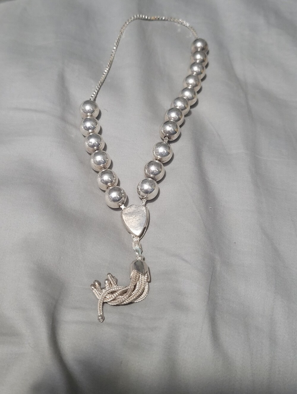 Silver Beaded Tassel Prayer Beads - Women Jewelry